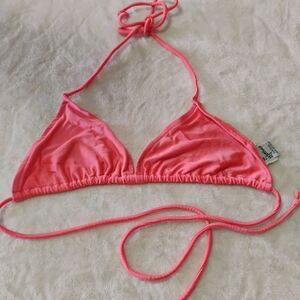 Vintage 80s UJENA Sz M/L Fluorescent Shiny Metallic Triangle Bikini Top Swimwear